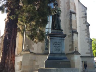 Das Monument von Huldrych Zwingli, erster Reformator Zürich